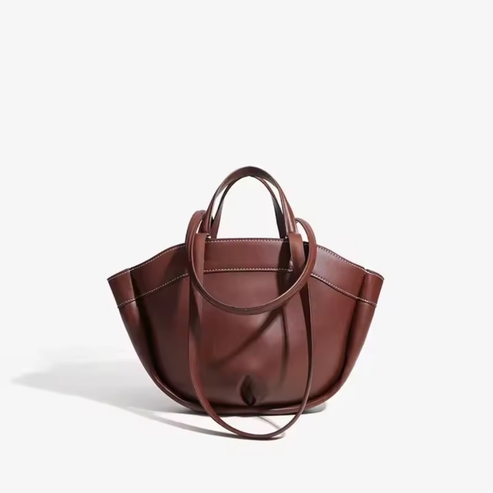 Zara Brown Leather Large Capacity Over Shoulder Bag